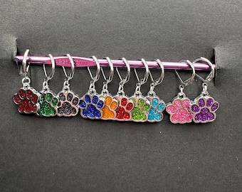 Stitch Markers,  Paw Print stitch marker set, knitting stitch markers, crochet stitch markers, crochet and knitting accessories,