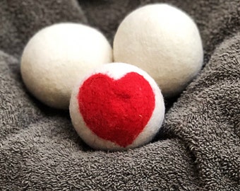 Wool dryer balls, hearts eco friendly wool dryer balls, natural dryer balls, 100% wool dryer balls made in canada eco dryer balls