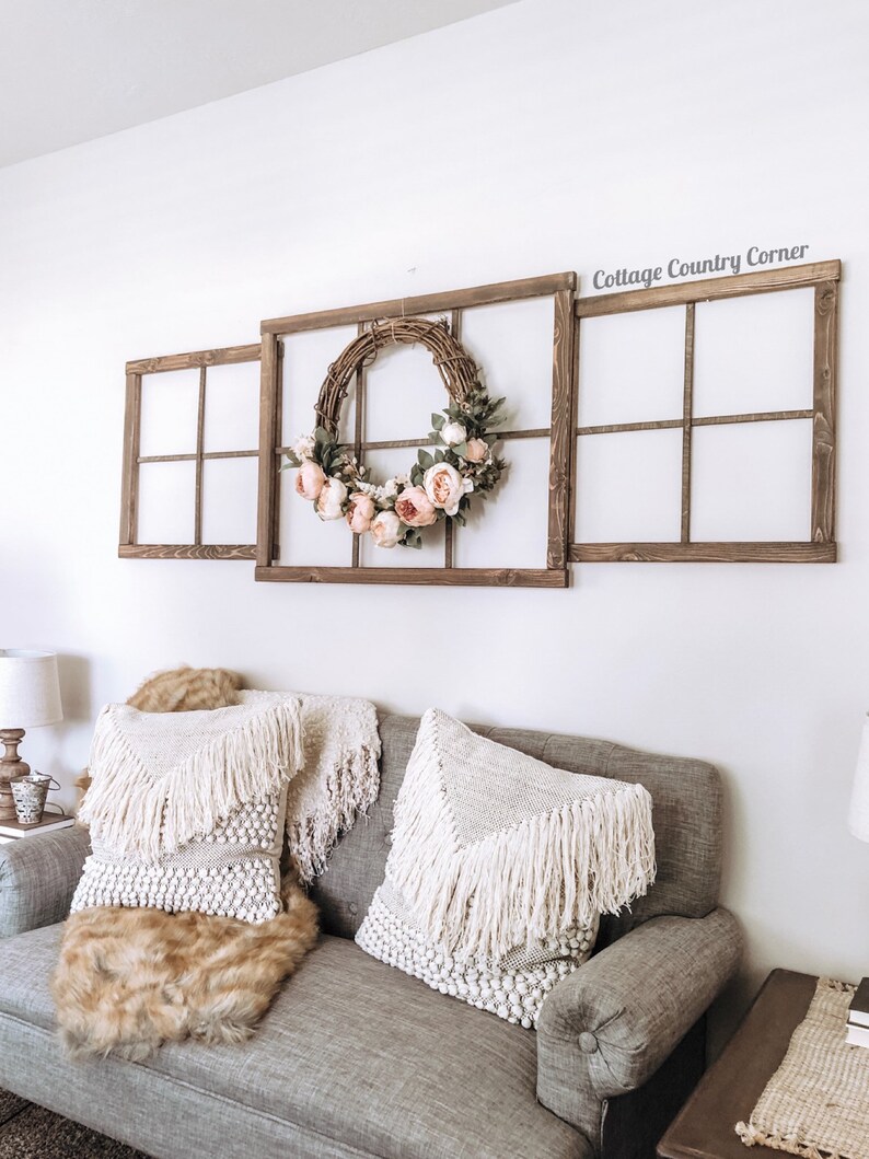Window Frame Wall Vignette Decor Farmhouse Faux Rustic Antique