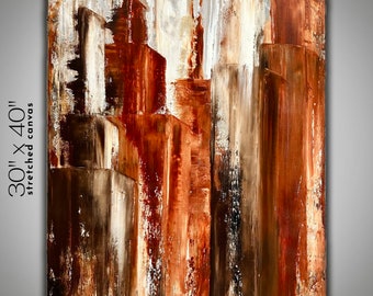 Original Oil Painting Cityscape Wall Decor Modern Abstract City Landscape Large Gallery Depth Stretched Canvas 30 by 40 - Ann Mikhail Art