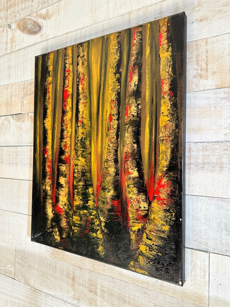 Original Oil Painting Birch Trees Forest Contemporary Modern Landscape ...
