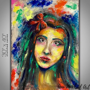 Abstract Woman Portrait Figure 30&quot; by 40&quot; Original Oil Painting Direct from Artist Stretched Canvas Ready to Hang Modern Art - ANN MIKHAIL