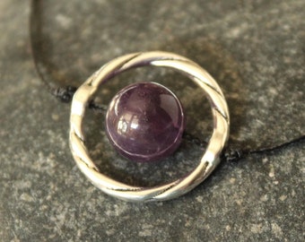 Purple Amethyst Kinetic Fidget Necklace, Spinner Pendant, Minimalist Stim, Calming Necklace, Anxiety Gyroscope, Fidgeting Stress Reliever