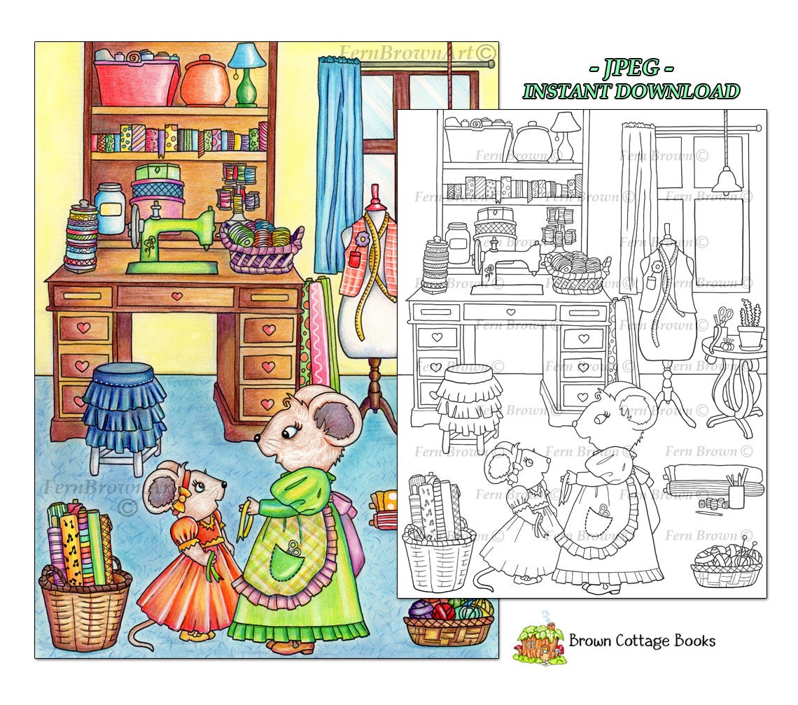 Mice Coloring Page, Printable Download, Animals, Dresses, Line Art ...
