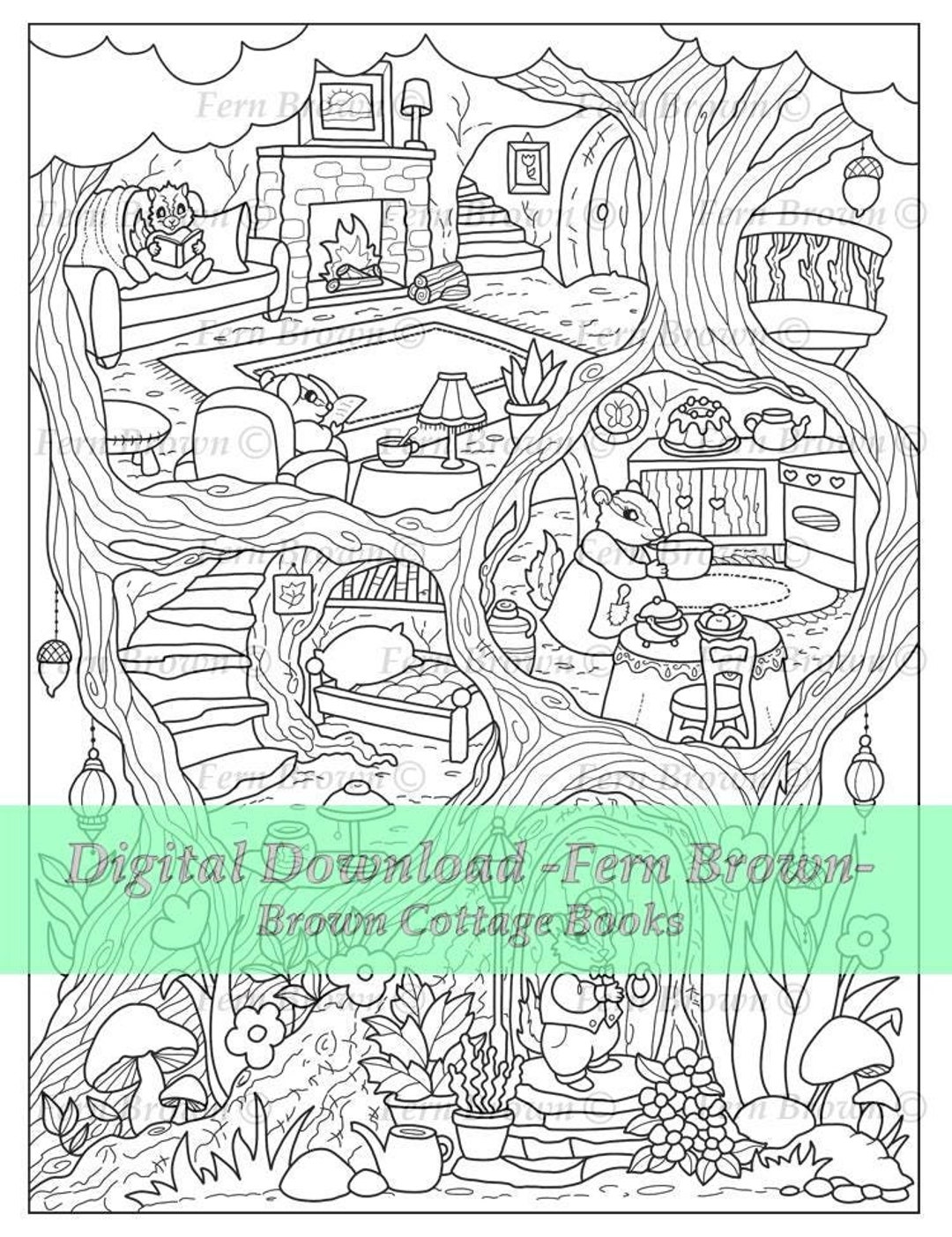 Chipmunk Home Coloring Page, Animals Instant Download Line Art by Fern  Brown, Hand Drawn - Etsy, image size:1080x1403