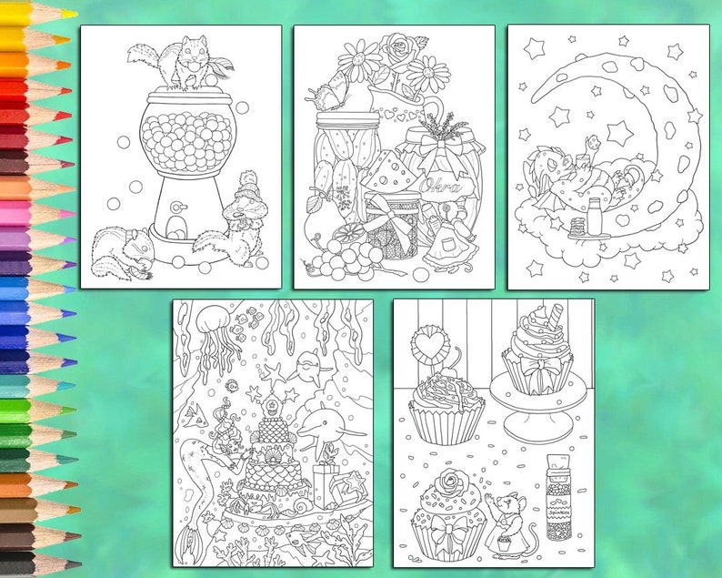 Download PDF Digital Download Coloring Book Animals Food Coloring | Etsy