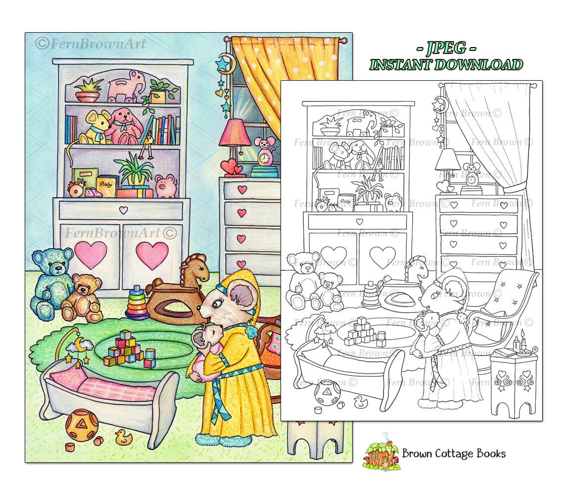 Mice Coloring Page Printable Download Animals Line Art - Etsy