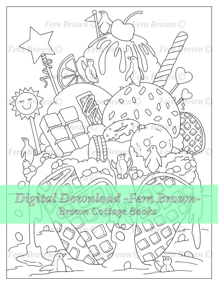 penguin ice cream berg adult coloring pages animals line art etsy new zealand