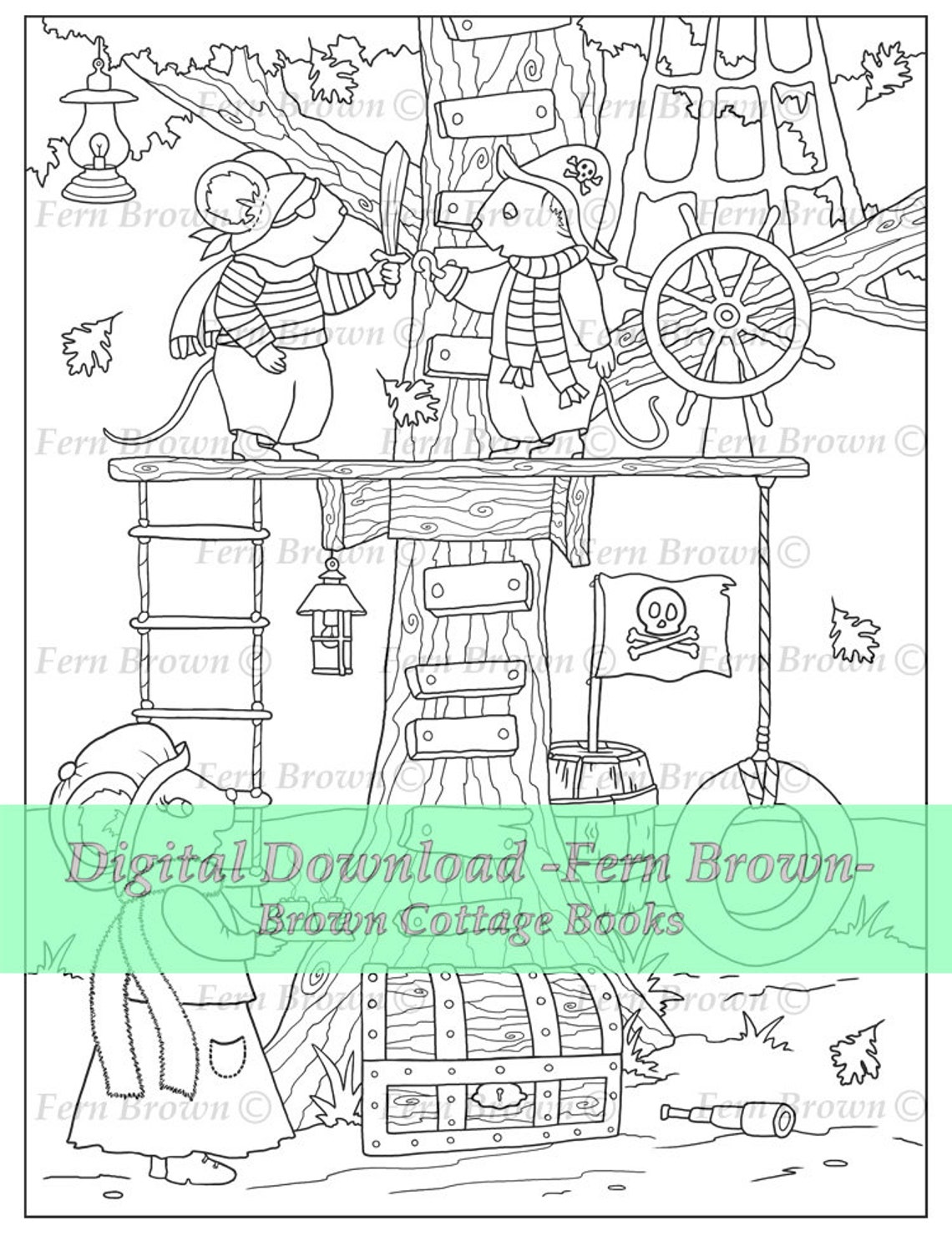 Mice Coloring Page Printable Download Animals Line Art - Etsy