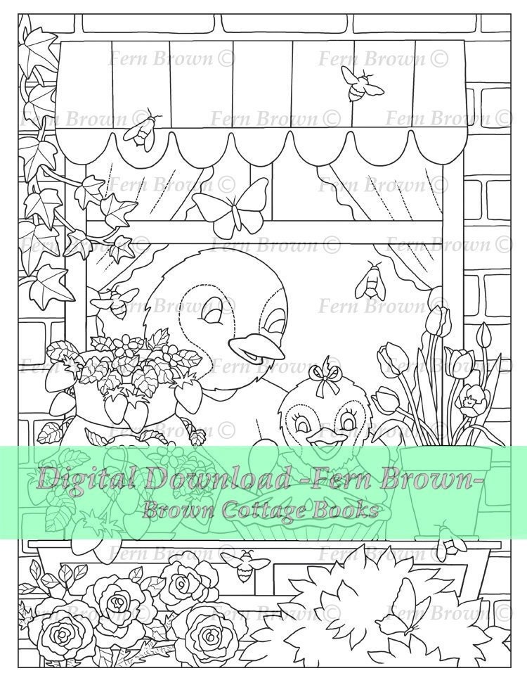 Adult Coloring Page Penguin Snack Time Printable Download Etsy