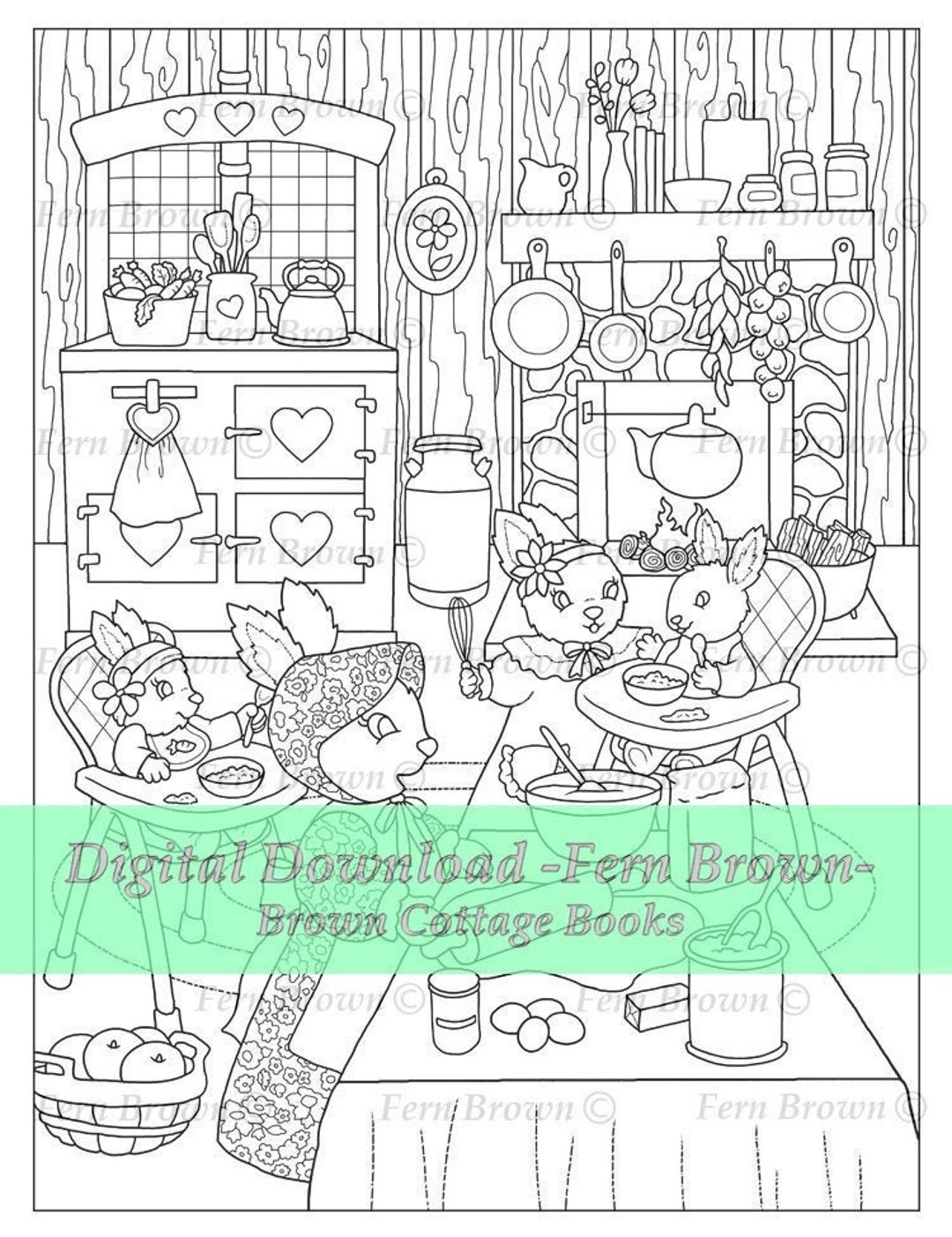 Food, Rabbits, Coloring Page, Printable Download, Animal, Line Art ...