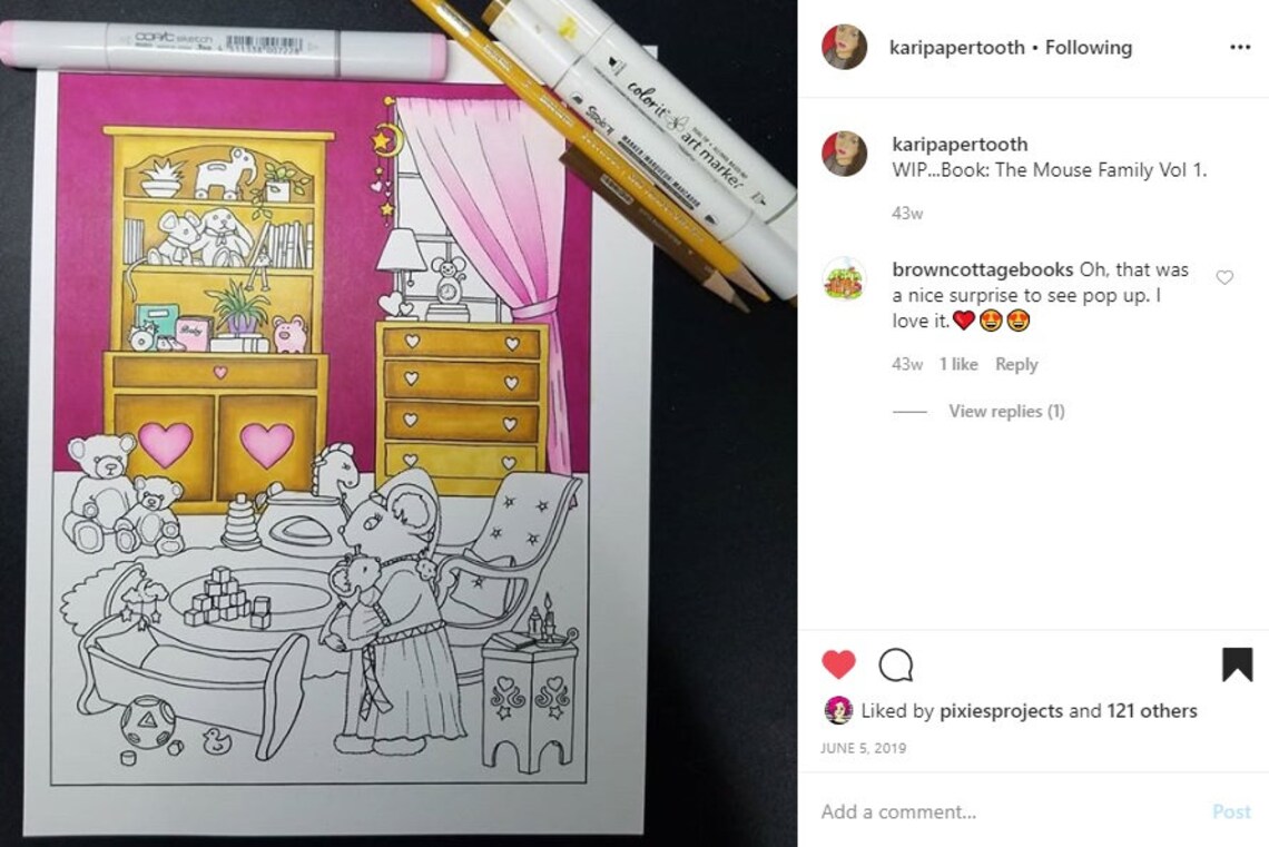 Mice Coloring Page Printable Download Animals Line Art | Etsy