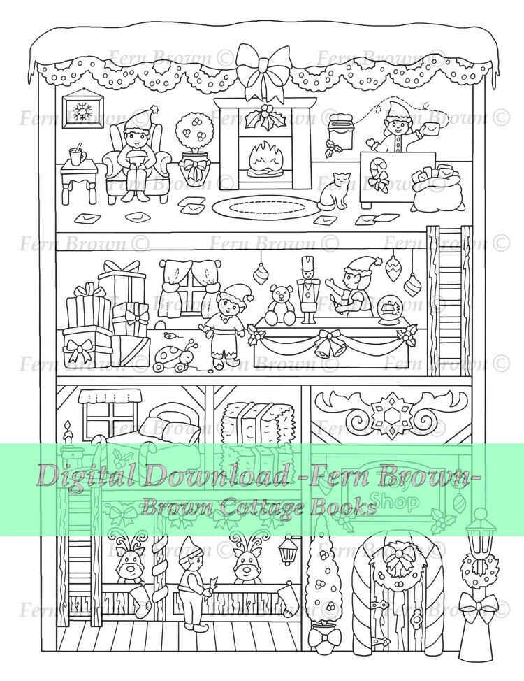 Dollhouse Coloring Page Dolls Toys Coloring Instant - Etsy