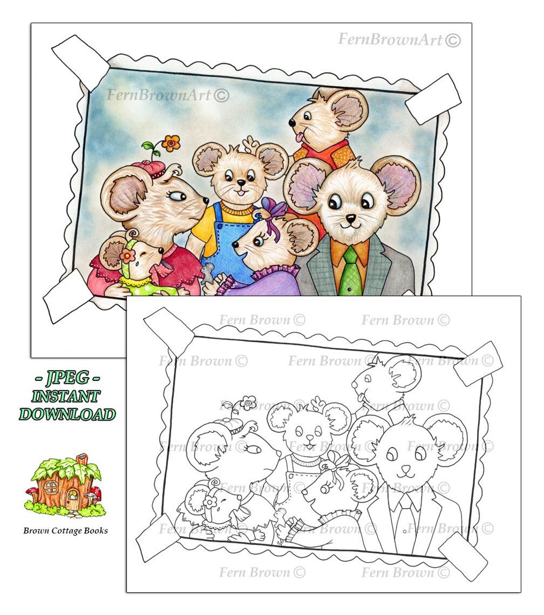 Mice Coloring Page, Printable Download, Animals, Line Art, Coloring ...