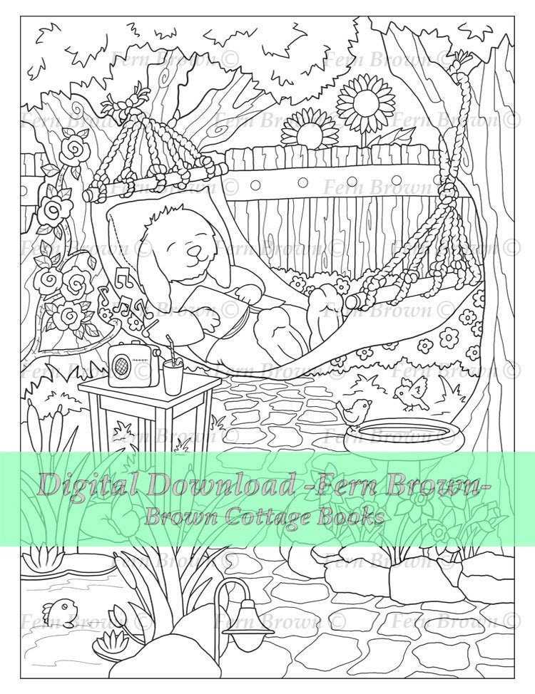 Daddy Rabbit Coloring Dad Bunny Relaxing Coloring Page, Animal Instant Download Line Art by ...