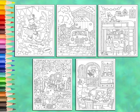 Download Pdf Download Animals Coloring Pages Line Art Cute Crazy Etsy