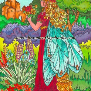 Fairy Castle Fantasy Coloring Page Instant Download Printable File Line Art Fairies (JPEG) by Annie Brown - Hand-Drawn Illustration