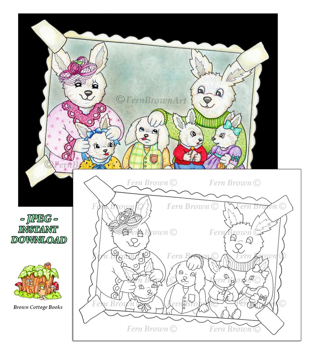 Bunny Coloring Page Instant Download Animals Rabbits - Etsy