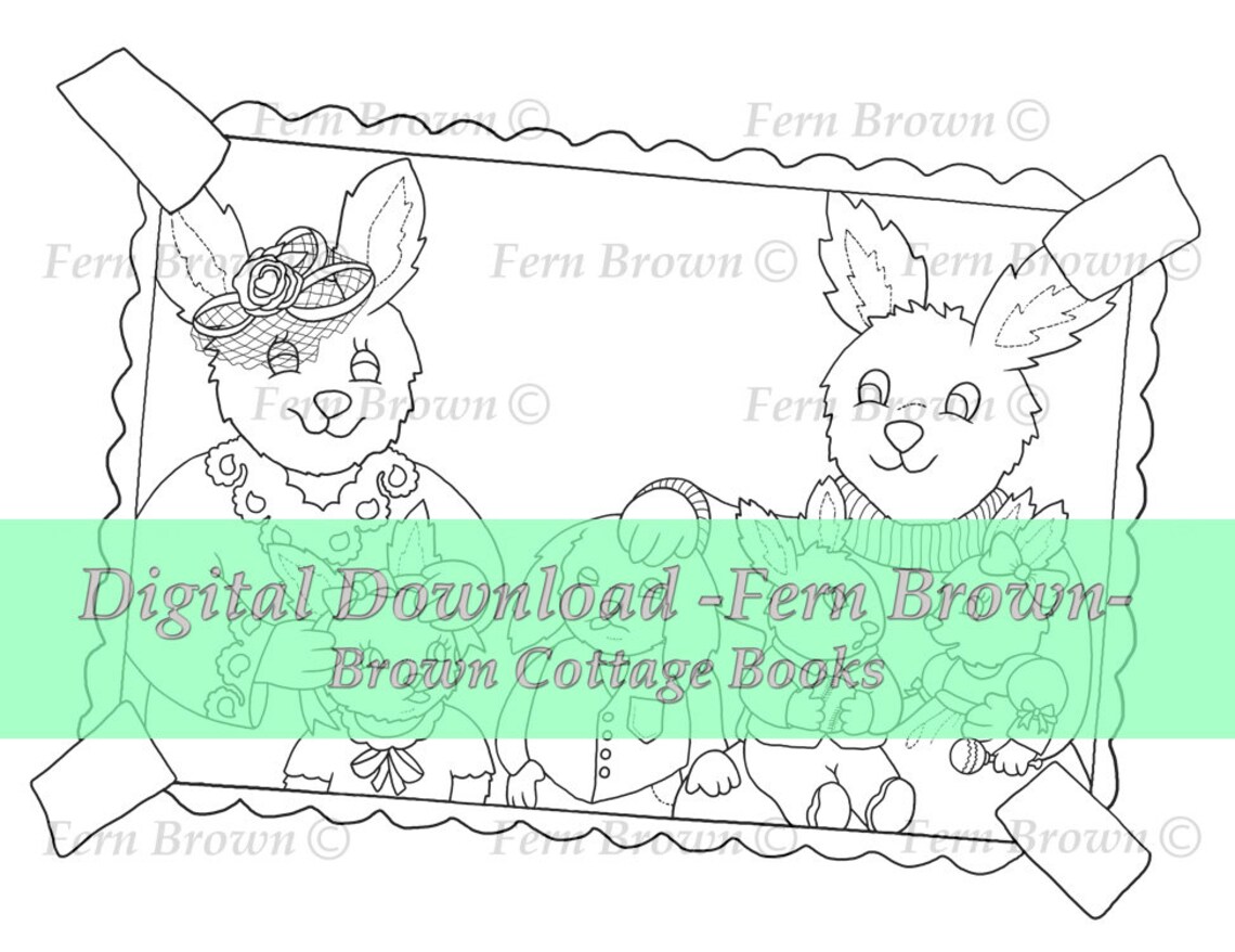 Bunny Coloring Page, Instant Download, Animals, Rabbits, Printable