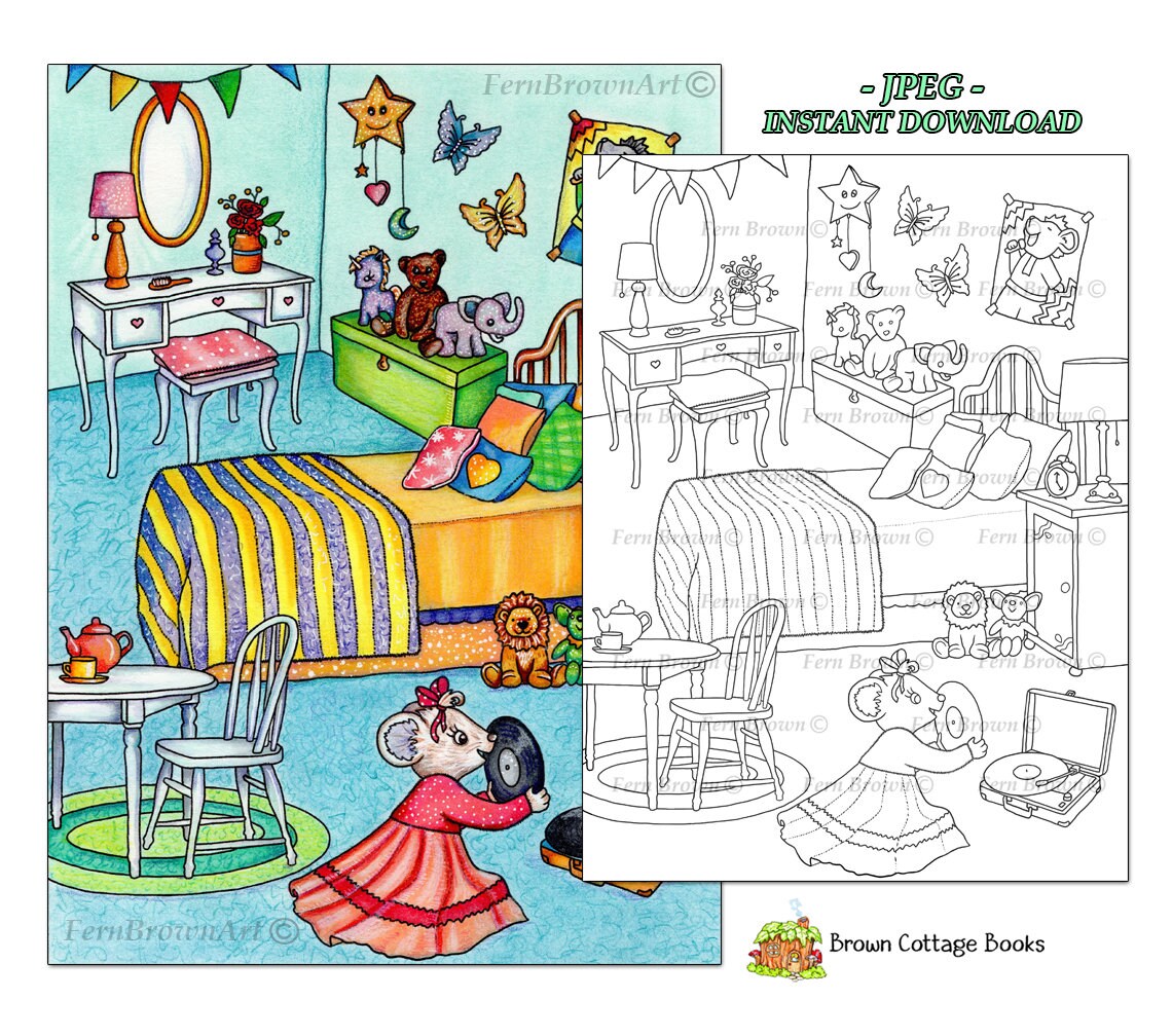 Mice Coloring Page Printable Download Animals Line Art - Etsy