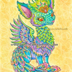 Mystical Fox Cutie Coloring Page Instant Download Printable File Line Art (JPEG) by Annie Brown - Hand-Drawn Illustration