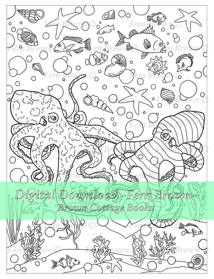 Download Octopus Adult Coloring Page Animals Line Art Printable Etsy
