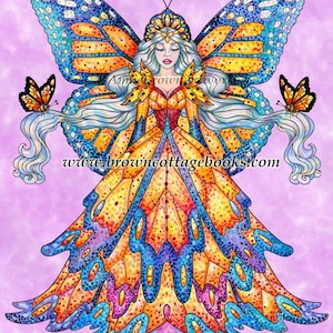 Fairy Queen Coloring Page Instant Download Printable File Line Art Fairies (JPEG) by Annie Brown - Hand-Drawn Illustration