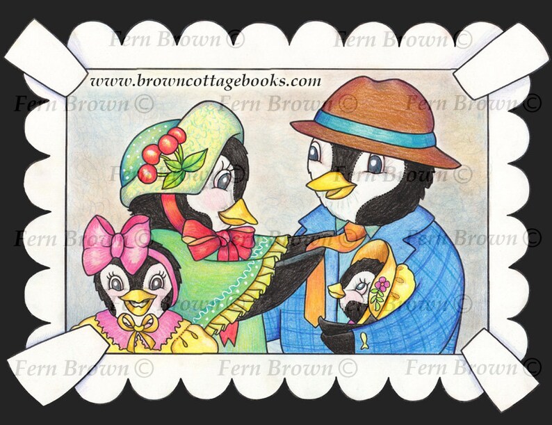 Adult Coloring Page Penguin Family Portrait Printable Download - Etsy