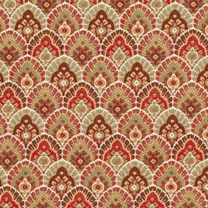 Aqua Brown Red Abstract Geometric Woven Pattern Upholstery Fabric by the Yard - SKU: Pivot Fiesta