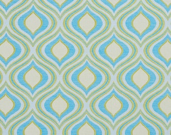 Blue Green Stain Resistant Performance Pet Friendly Abstract Geometric Woven Pattern Upholstery Fabric by the Yard - SKU: Journey Calypso