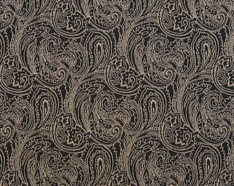 Black Traditional Paisley Jacquard Woven Upholstery Fabric By The Yard | Pattern # B633