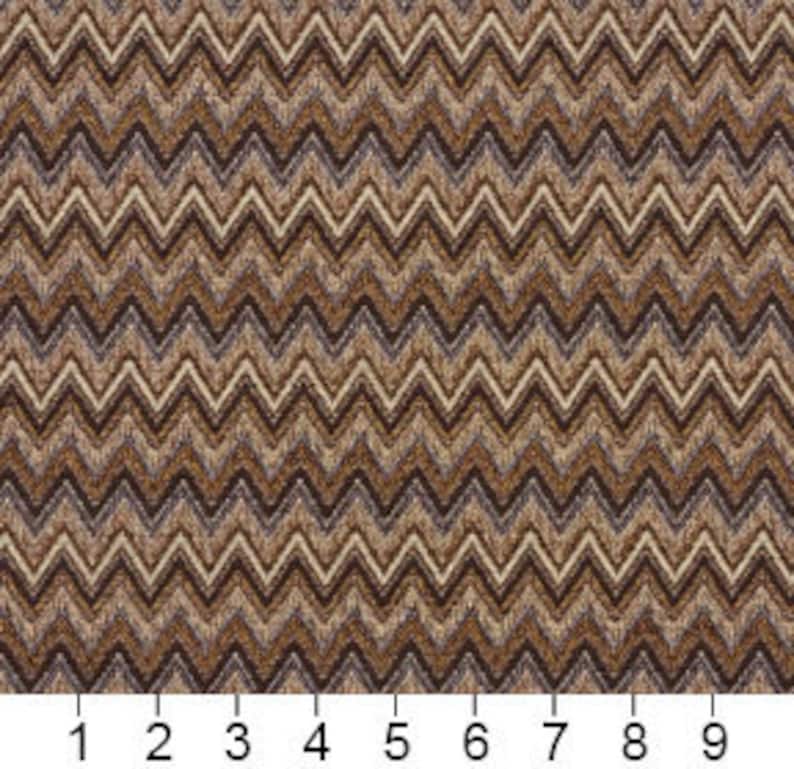 Pattern # E723 Brown and Gold Woven Chevron Flame Stitch Upholstery Fabric By The Yard