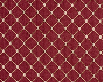 Red Diamond Jacquard Woven Upholstery Fabric By The Yard | Pattern # B652