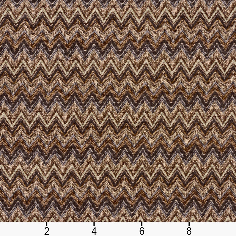 Pattern # E723 Brown and Gold Woven Chevron Flame Stitch Upholstery Fabric By The Yard