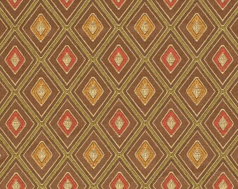 Brown Diamond Small Scale Woven Pattern Upholstery Fabric by the Yard - SKU: Francesca Woodland