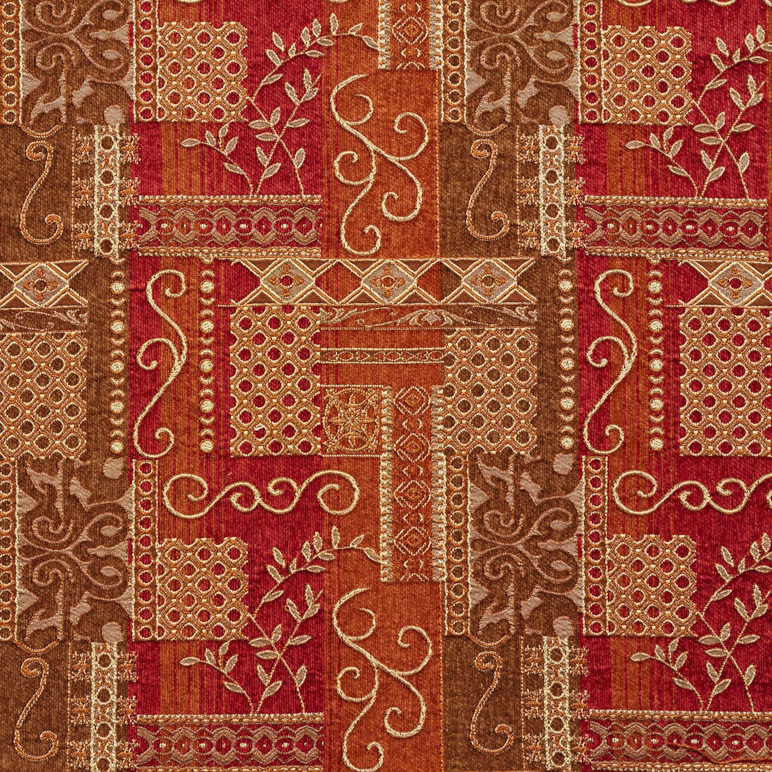 Red Abstract Woven Pattern Upholstery Fabric by the Yard - SKU: Galway ...