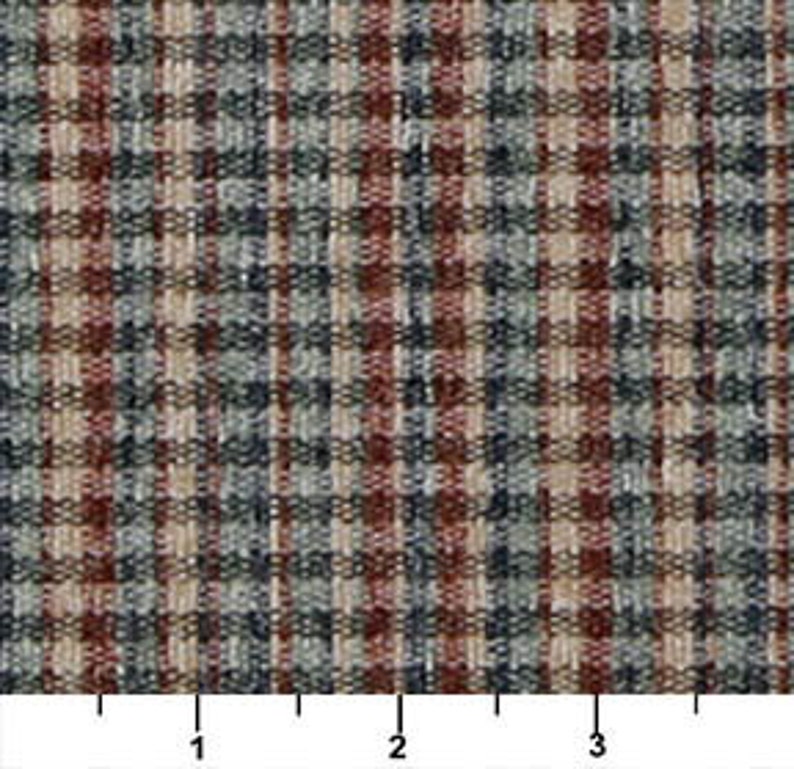 Pattern # C647 Blue Green Beige And Red Small Plaid Country Style Upholstery Fabric By The Yard