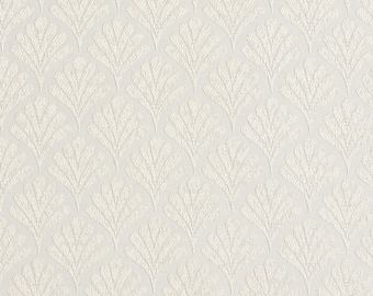 Off White Fan Jacquard Woven Upholstery Fabric By The Yard | Amanda Oyster
