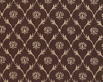 Brown Floral Trellis Jacquard Woven Upholstery Fabric By The Yard | Pattern # B639