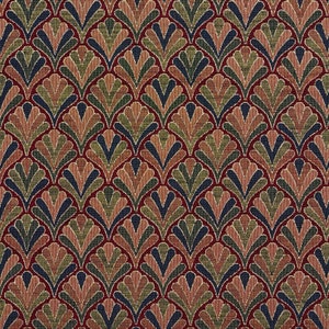 Red Geometric Tapestry Woven Pattern Upholstery Fabric by the Yard - SKU: Flux Merlot