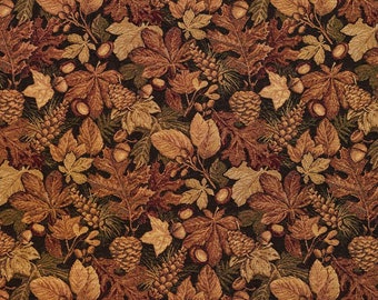 Brown Leaves Tapestry Woven Pattern Upholstery Fabric by the Yard - SKU: Walter Woodland