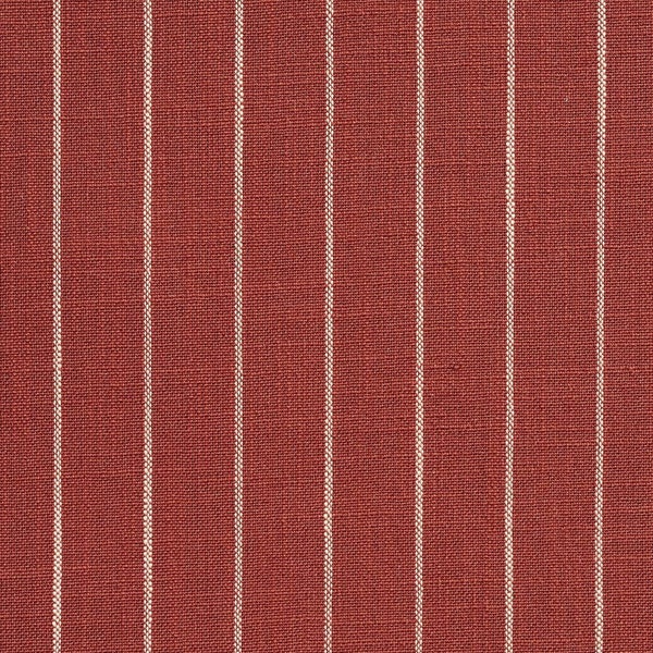 Tissu d'ameublement tissé effet lin rayé rouge par mètre - SKU : Helena Brick