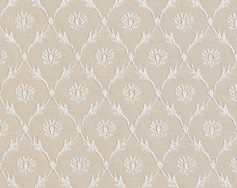 Beige Floral Trellis Jacquard Woven Upholstery Fabric By The Yard | Pattern # B641