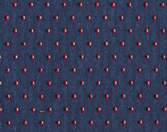 Blue and Red Ditsy Dots Jacquard Upholstery Fabric By The Yard | Pattern # E831