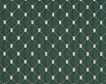 Green Diamond Jacquard Woven Upholstery Fabric By The Yard | Pattern # B646