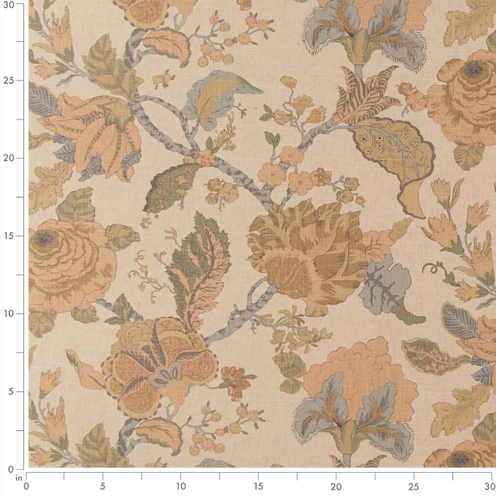Pink Coral Floral Linen Look Print Upholstery Fabric by the Yard - SKU ...
