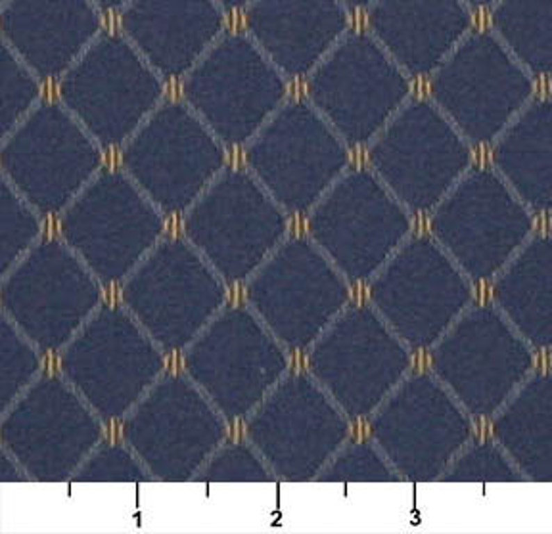 Blue And Gold Diamond Jacquard Woven Upholstery Fabric By The Yard Pattern # D332