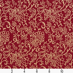 Red Contemporary Floral Jacquard Woven Upholstery Fabric By The Yard Pattern B607 image 5