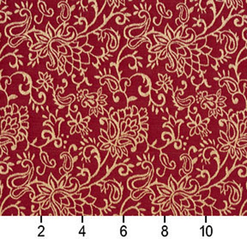 Red Contemporary Floral Jacquard Woven Upholstery Fabric By The Yard Pattern B607 image 3