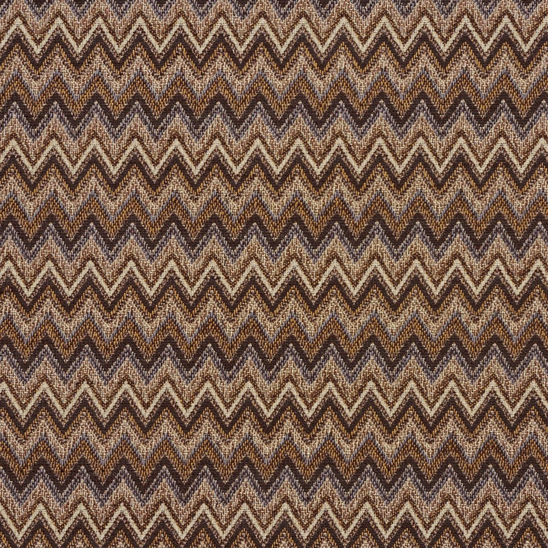 Pattern # E723 Brown and Gold Woven Chevron Flame Stitch Upholstery Fabric By The Yard